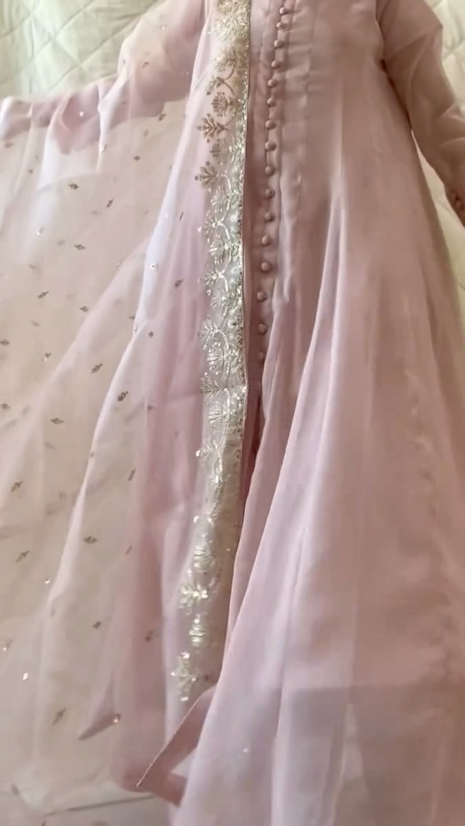 Blush Pink Embroidered Kurta with Dupatta