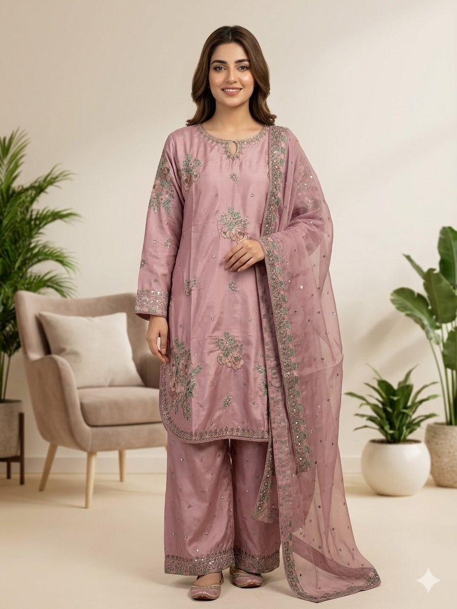 Dusty Pink Embroidered Suit
