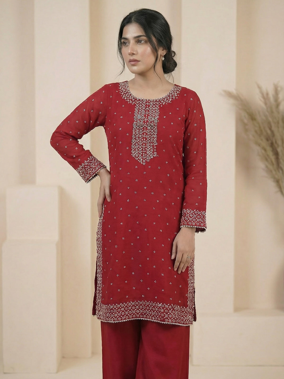 Maroon Kurta